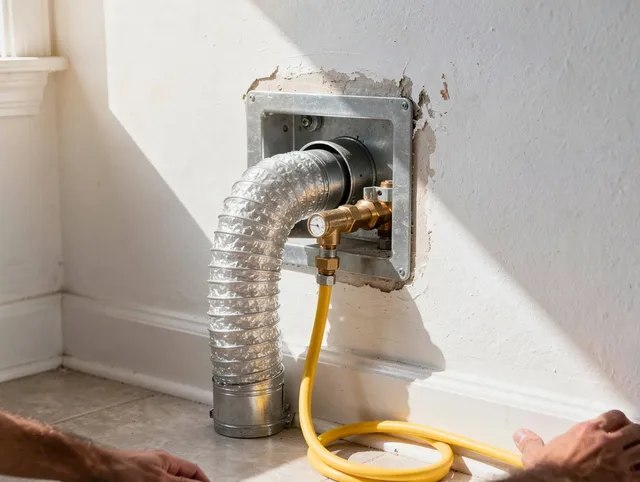 Pataskala Dryer Vent Cleaning certified technician performing specialized gas dryer vent cleaning in Pataskala
